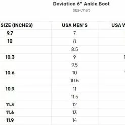 Grundens Deviation 6 Inch Ankle Boot 23 Grundens Deviation 6 Inch Ankle Boot -FLIES Sales deviationanklebootsizechart